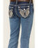 Image #2 - Miss Me Girl's Medium Wash Wing Stretch Bootcut Jeans , Dark Blue, hi-res