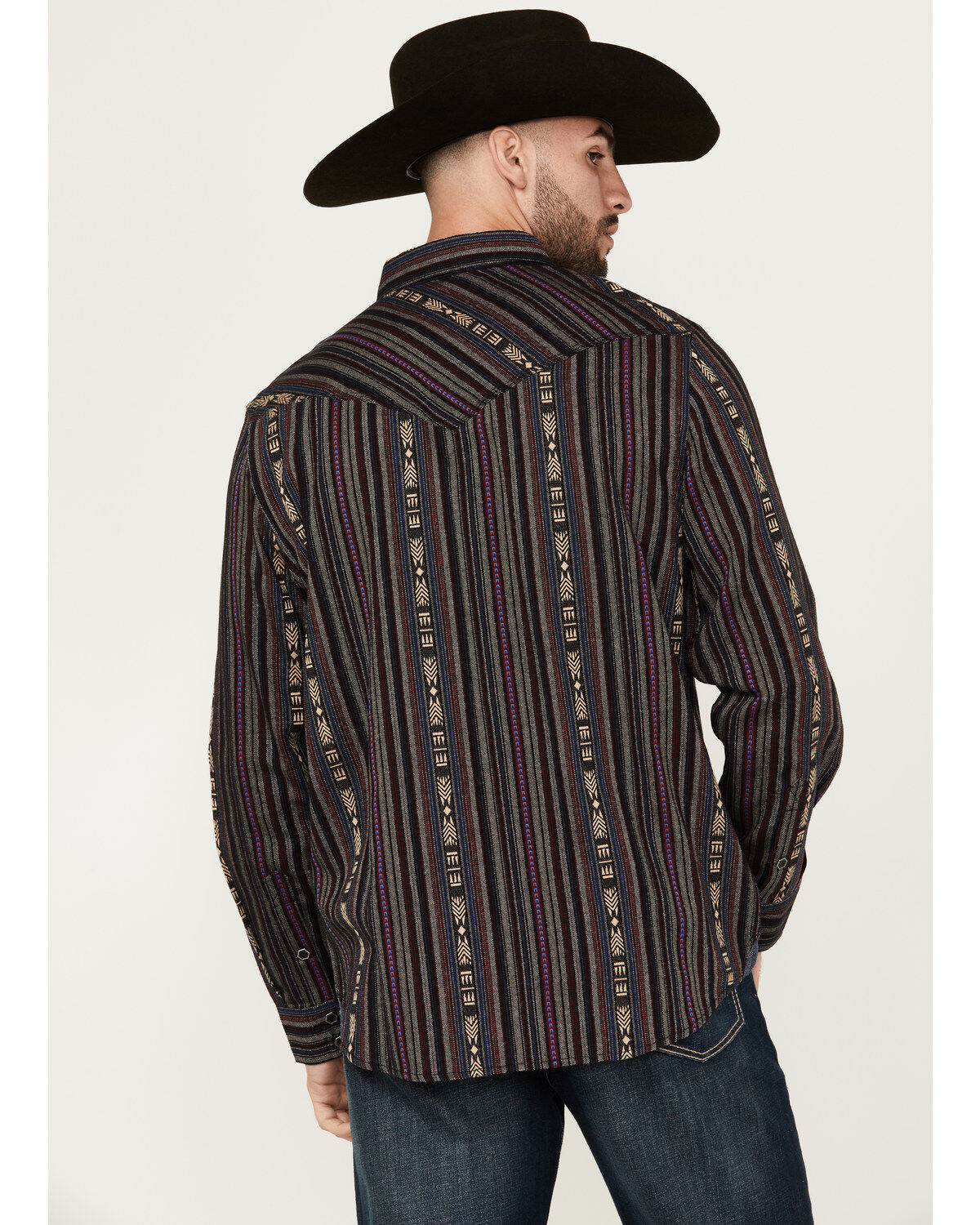 Image #4 - Moonshine Spirit&reg; Men's Towers Vertical Dobby Striped Print Long Sleeve Snap Western Shirt, Multi, hi-res
