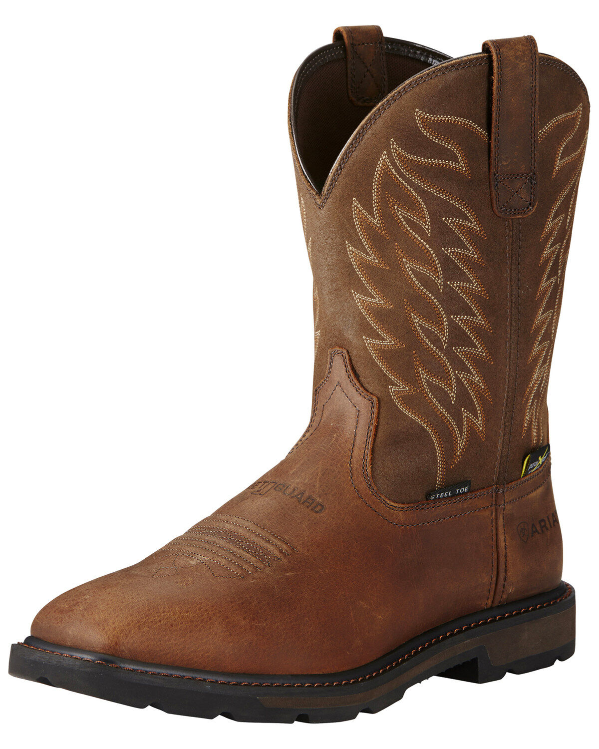 Ariat Men's Groundbreaker Met Guard Western Work Boots - Steel Toe, Brown, hi-res