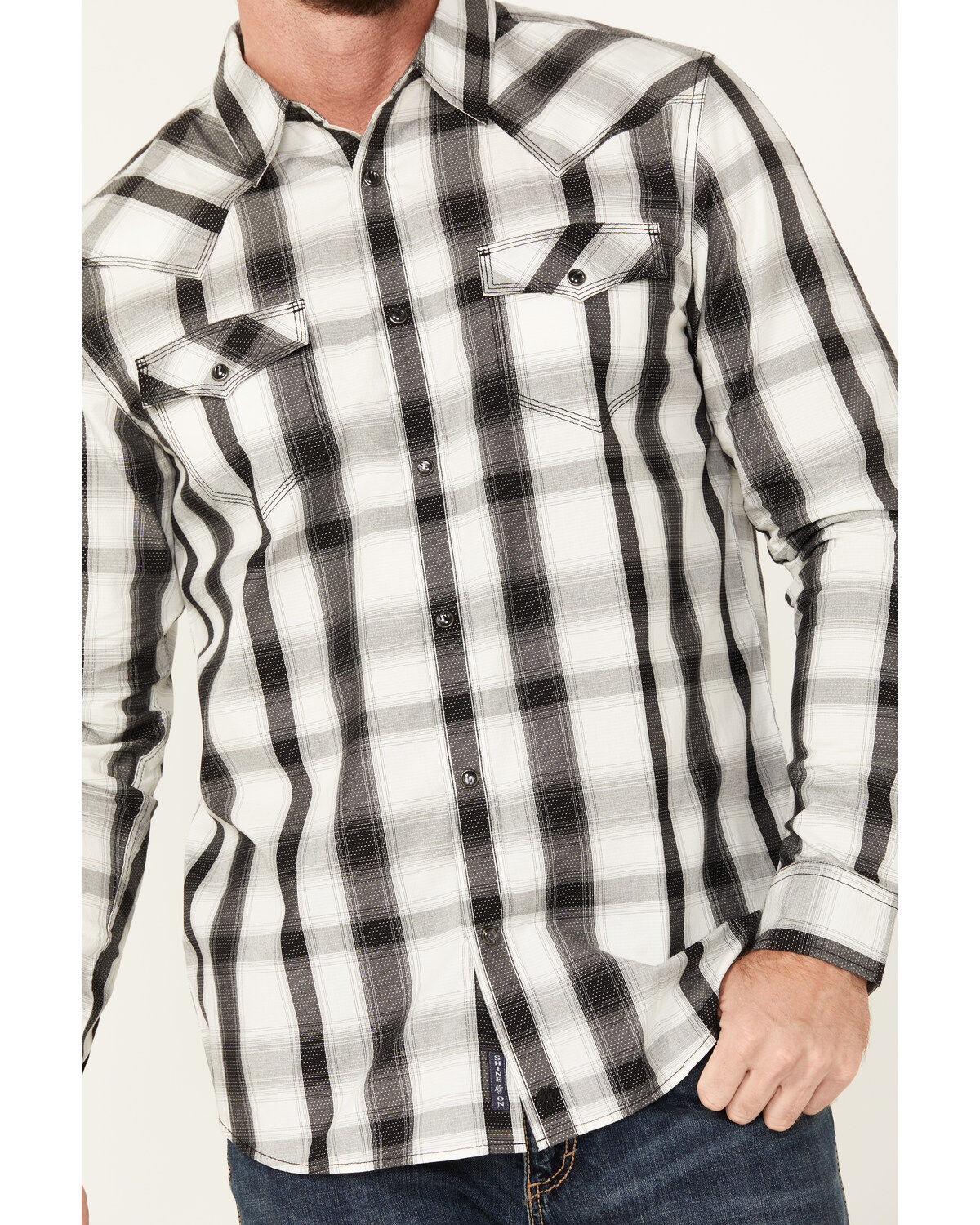 Image #3 - Moonshine Spirit&reg; Men's Skylark Plaid Print Long Sleeve Pearl Snap Western Shirt, White, hi-res