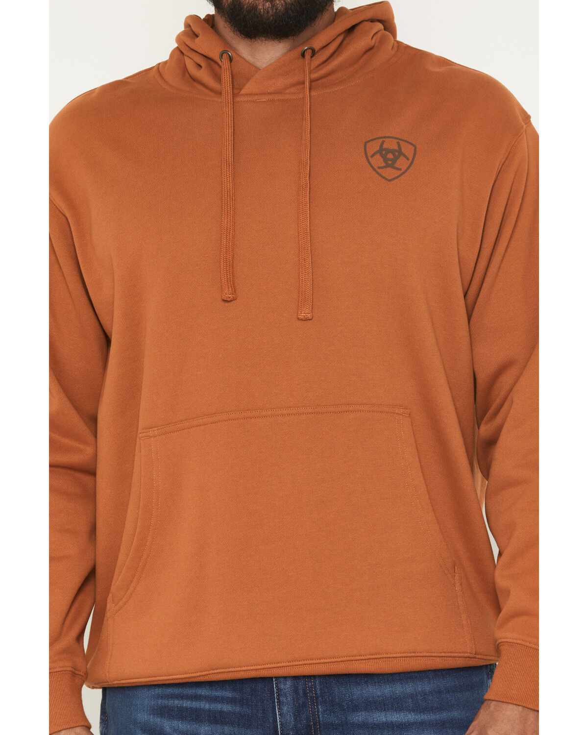Image #3 - Ariat Men's Logo Graphic Hooded Sweatshirt - Tall, Rust Copper, hi-res