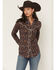 Image #1 - Rock & Roll Denim Women's Western Conversation Print Long Sleeve Snap Western Shirt, Brown, hi-res
