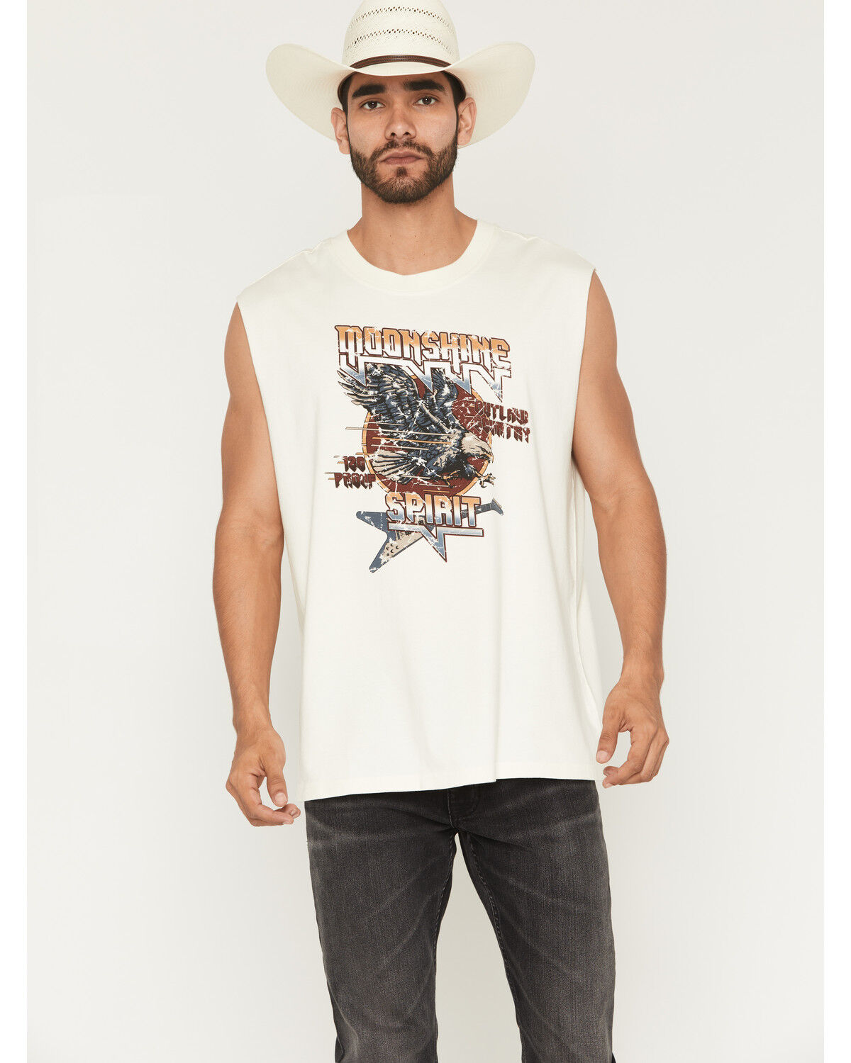 Image #1 - Moonshine Spirit&reg; Men's Flying Eagle Sleeveless Graphic Muscle T-Shirt, Natural, hi-res