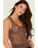 Image #2 - Miss Me Women's Beaded Tank Top, Brown, hi-res