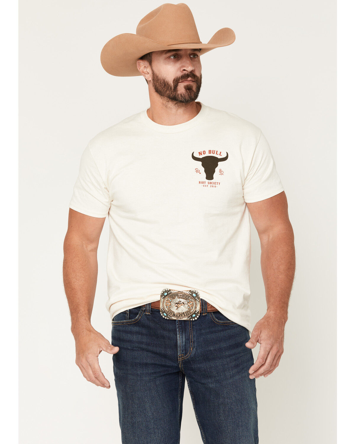 Image #2 - Riot Society Men's No Bull Short Sleeve Graphic T-Shirt, Natural, hi-res