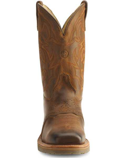 Image #4 - Double-H Men's Steel Square Toe Western Boots, Bark, hi-res