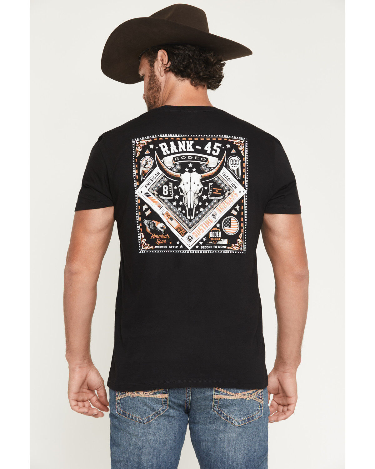 Image #1 - RANK 45&reg; Men's Bandana Square Short Sleeve Graphic T-Shirt, Black, hi-res