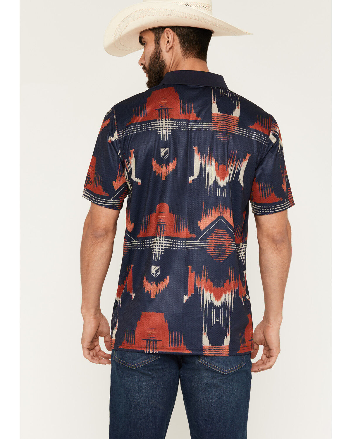 Image #4 - RANK 45&reg; Men's Hokey Southwestern Print Short Sleeve Button-Down Polo Shirt, Blue, hi-res