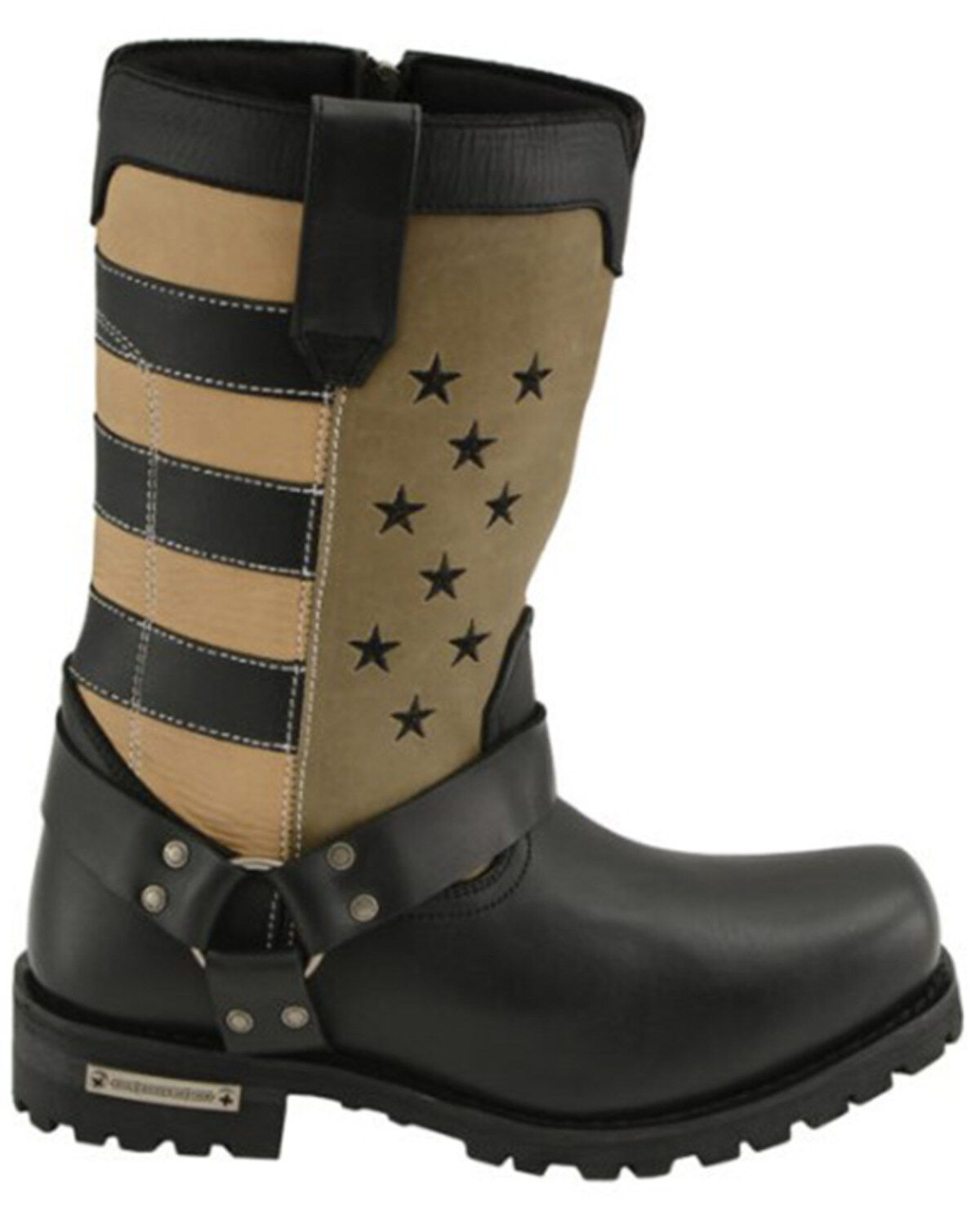 Image #2 - Milwaukee Leather Men's Stars And Stripes Motorcycle Harness Boots Square Toe - Extended Sizes, Black, hi-res