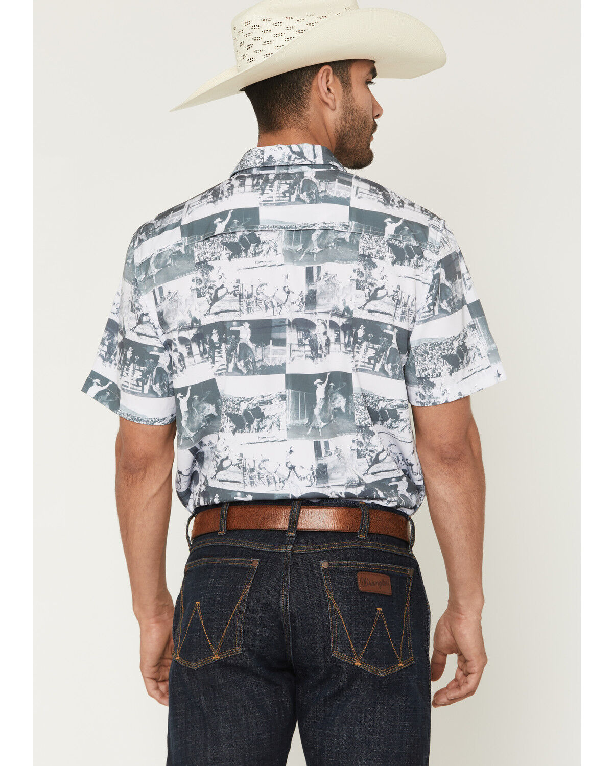 Image #4 - Kimes Ranch Men's Dunn Cowboy Print Short Sleeve Button-Down Stretch Western Shirt, White, hi-res