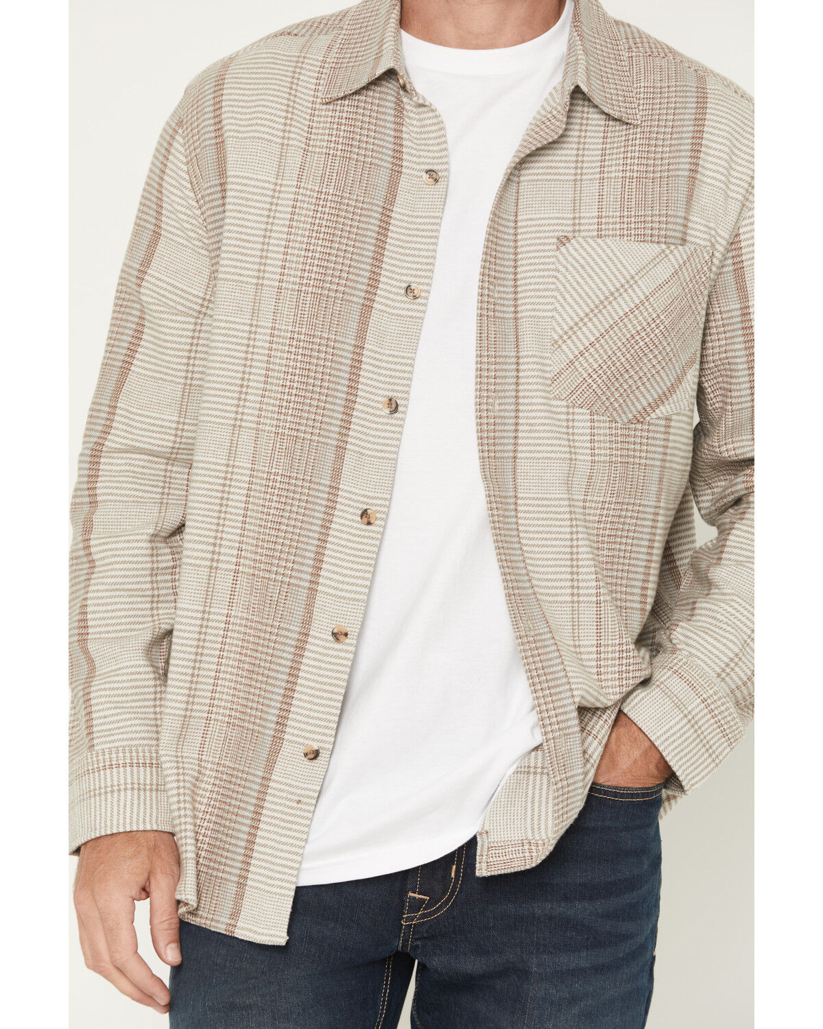 Image #3 - Dakota Grizzly Men's Dexter Plaid Print Long Sleeve Button-Down Flannel Shirt, Cream, hi-res
