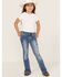 Image #1 - Shyanne Little Girls' Light Wash Americana Star Flare Jeans, Blue, hi-res