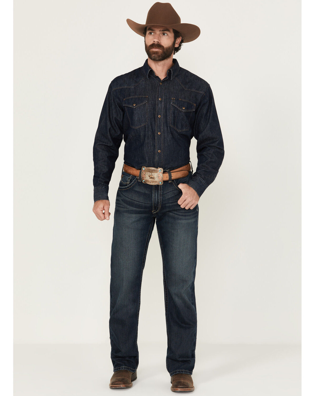 Image #1 - Ariat Men's Deadrun M5 Arrowhead Straight Denim Jeans, Denim, hi-res