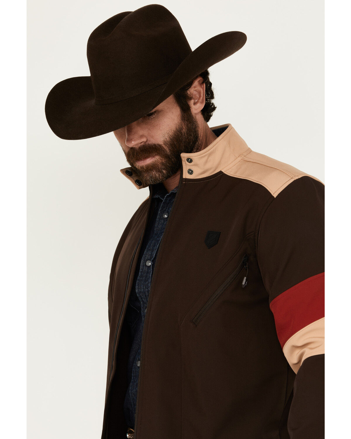 Image #2 - RANK 45&reg; Men's Chevron Moto Softshell Jacket, Coffee, hi-res