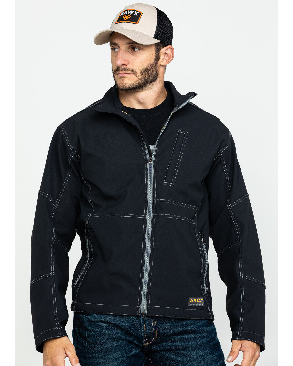 Ariat Men's Rebar Canvas Softshell Work Jacket, Black, hi-res