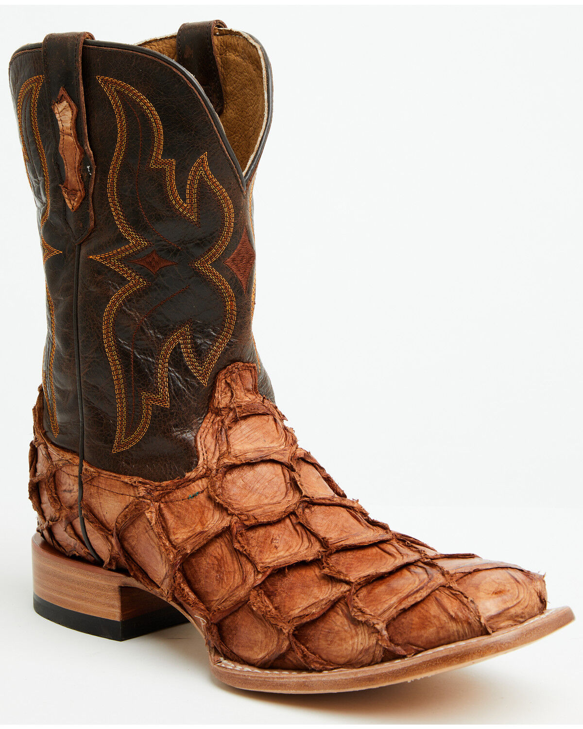 Cody James Men's Exotic Pirarucu Western Boots - Broad Square Toe, Brandy Brown, hi-res