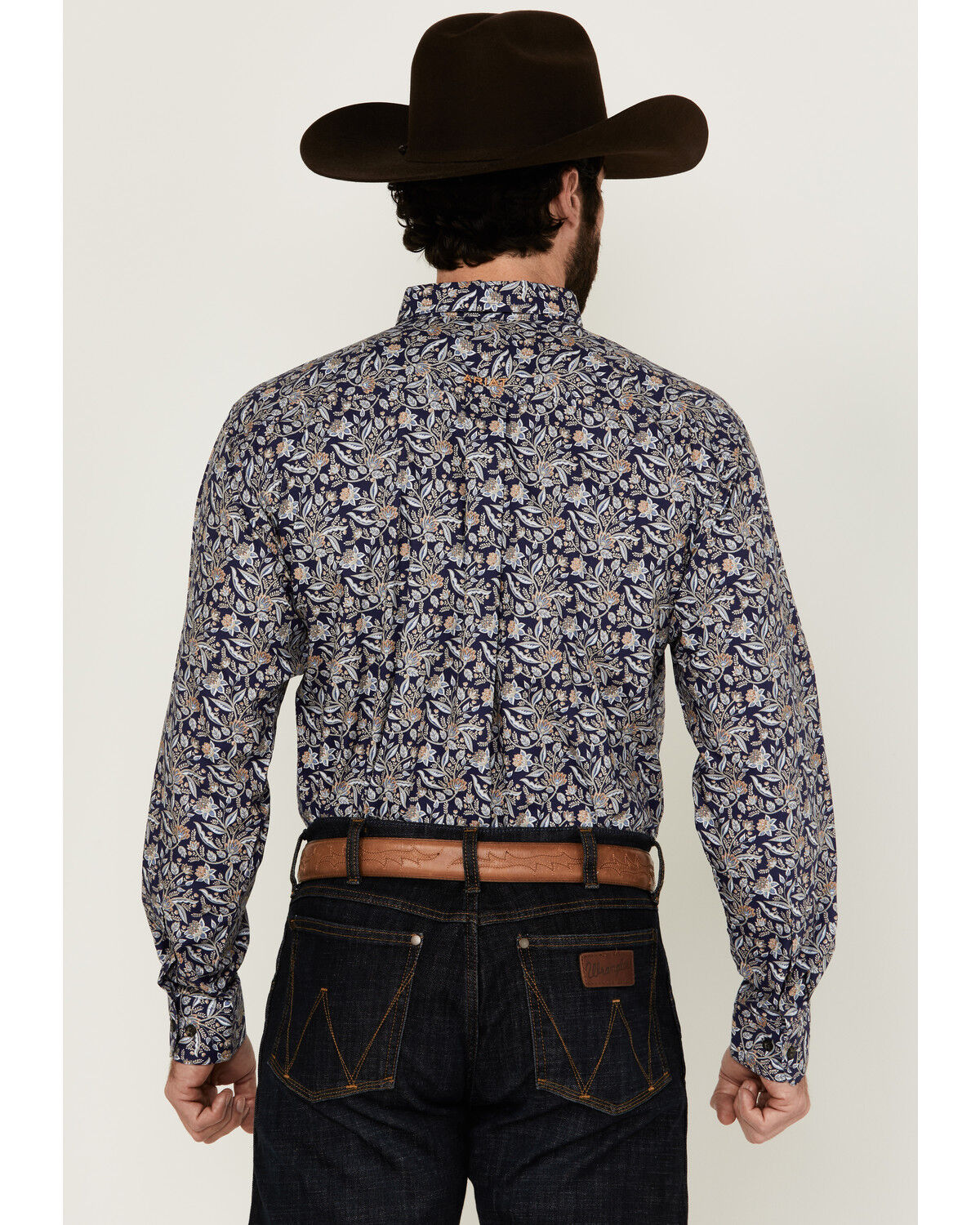 Image #4 - Ariat Men's Creighton Paisley Print Long Sleeve Button-Down Western Shirt, Navy, hi-res