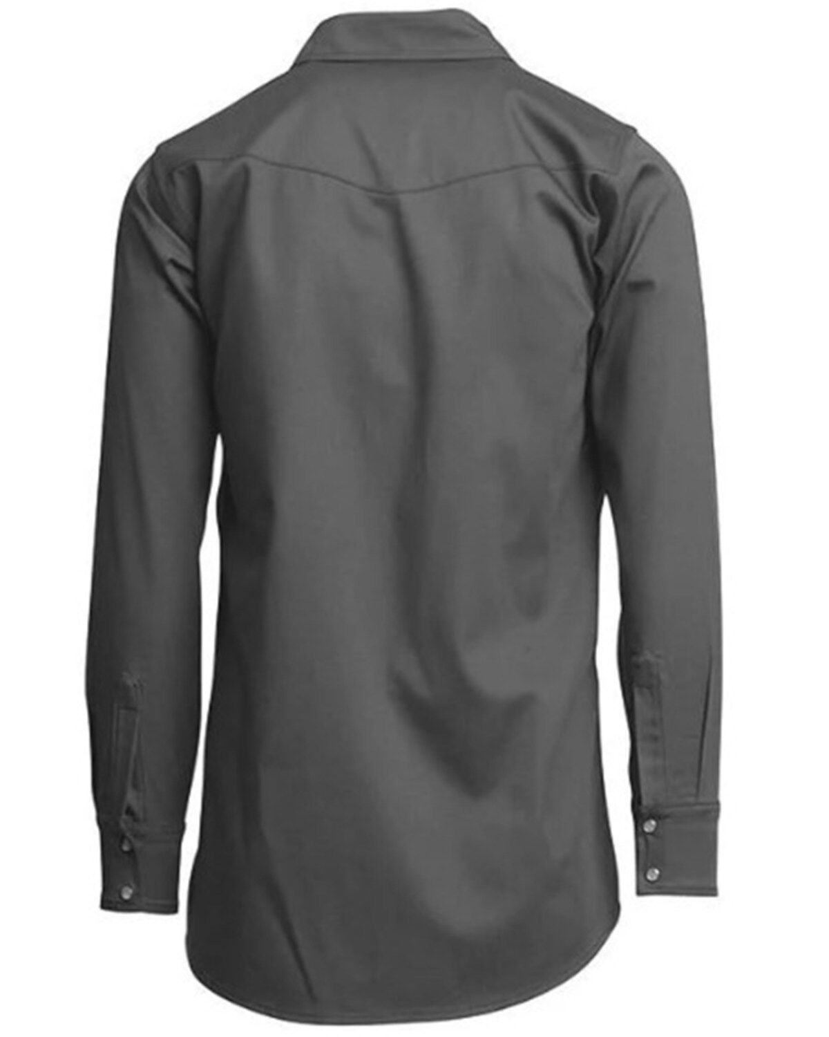 Image #2 - Lapco Men's FR Solid Long Sleeve Snap Western Work Shirt - Big & Tall, Grey, hi-res