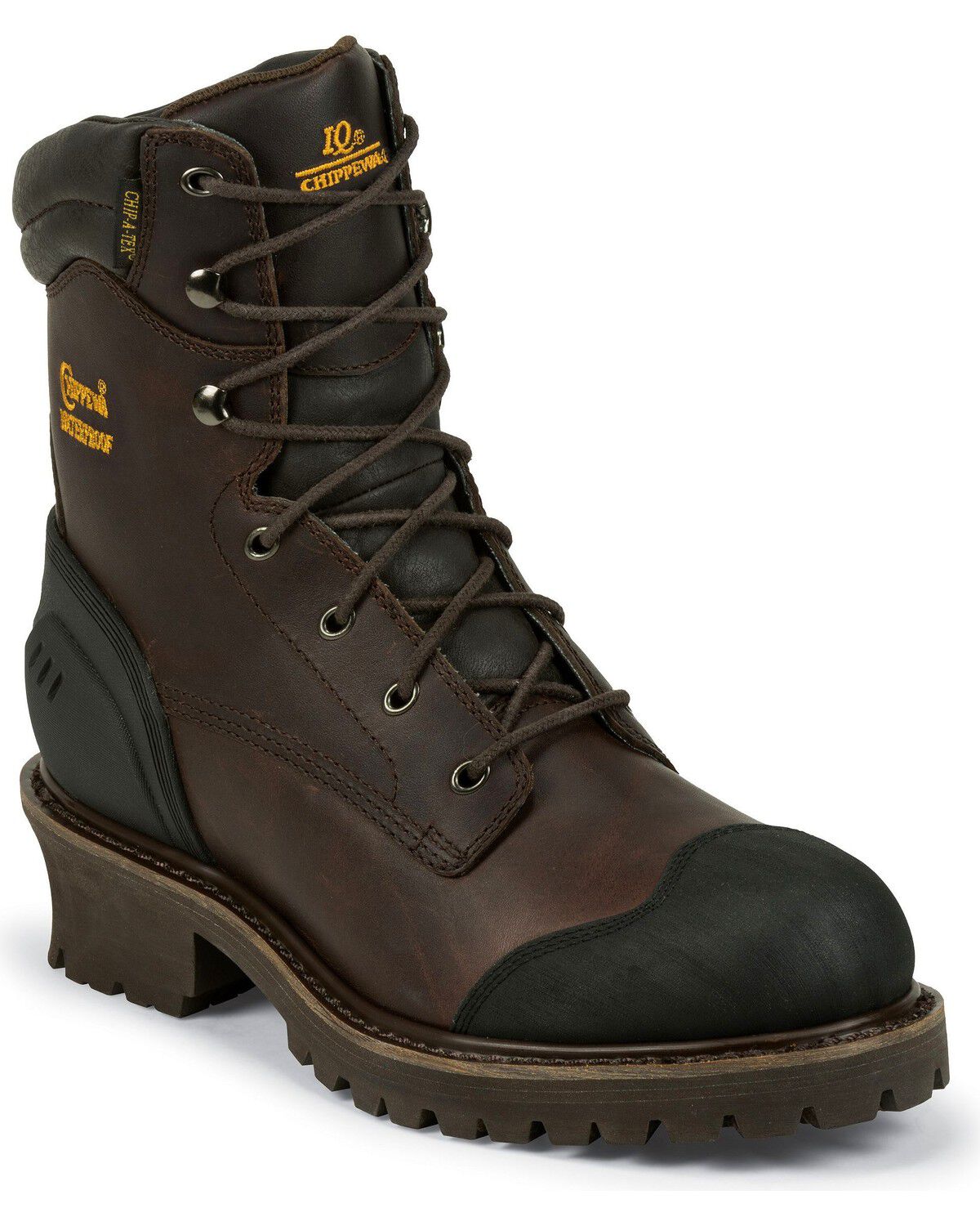 Chippewa 8" Waterproof & Insulated Lace-up Logger Boots - Composite Toe, Chocolate, hi-res