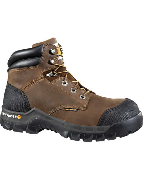 Image #1 - Carhartt Men's 6" Rugged Flex Waterproof Work Boots - Composite Toe, Dark Brown, hi-res