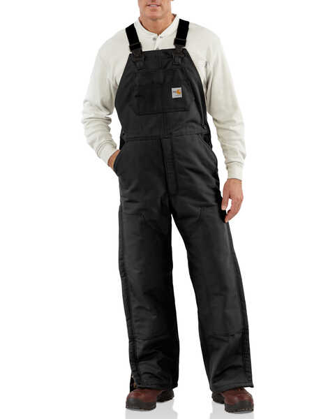 Image #1 - Carhartt Men's FR Duck Quilt-Lined Bib Overalls, Black, hi-res