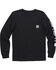 Image #3 - Carhartt Little Boys' Solid Logo Long Sleeve Pocket T-Shirt, Black, hi-res