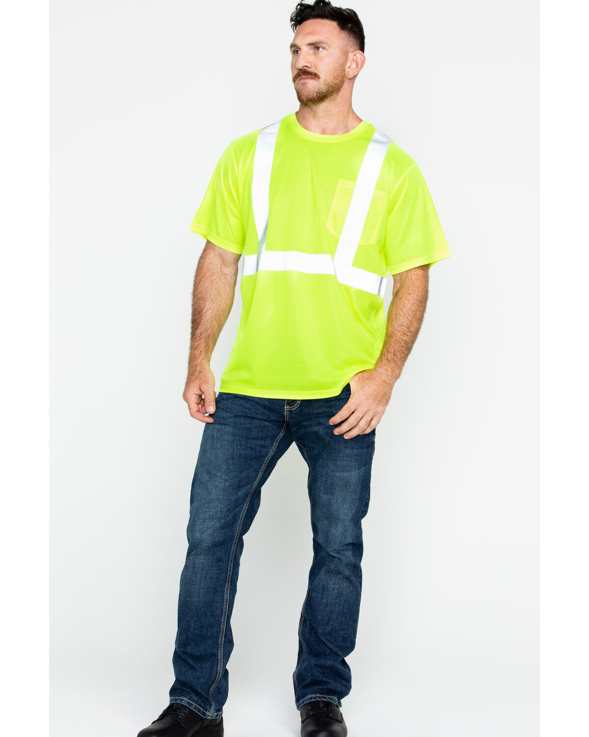 Image #6 - Hawx Men's Short Sleeve Reflective Work Tee - Big & Tall, Yellow, hi-res
