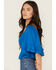 Image #2 - Shyanne Women's Ruffle Sleeve Top, Medium Blue, hi-res