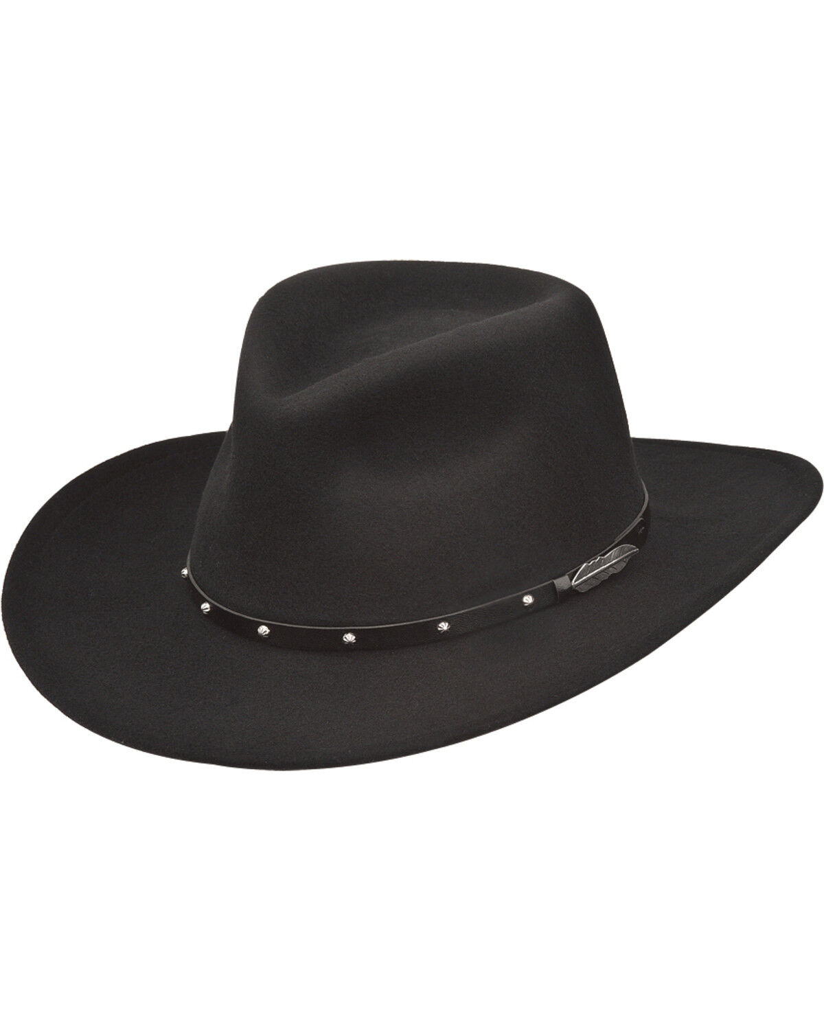 Black Creek Men's Feather Concho Felt Western Fashion Hat, Black, hi-res