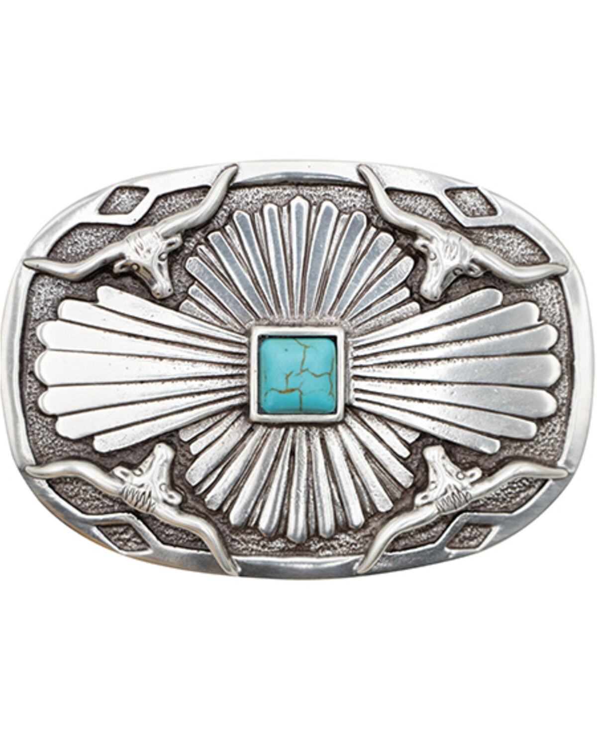 Cody James Kids' Long Horn Scalloped Buckle, Silver, hi-res