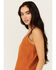 Image #2 - Shyanne Women's Crochet Lace Faux Suede Cami Top, Caramel, hi-res