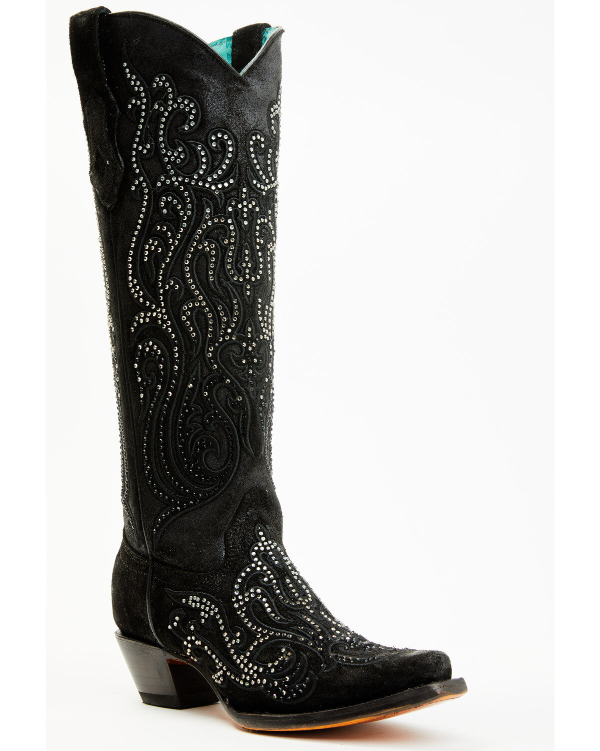 Corral Women's Crystal Embroidered Tall Western Boots - Snip Toe, Black, hi-res