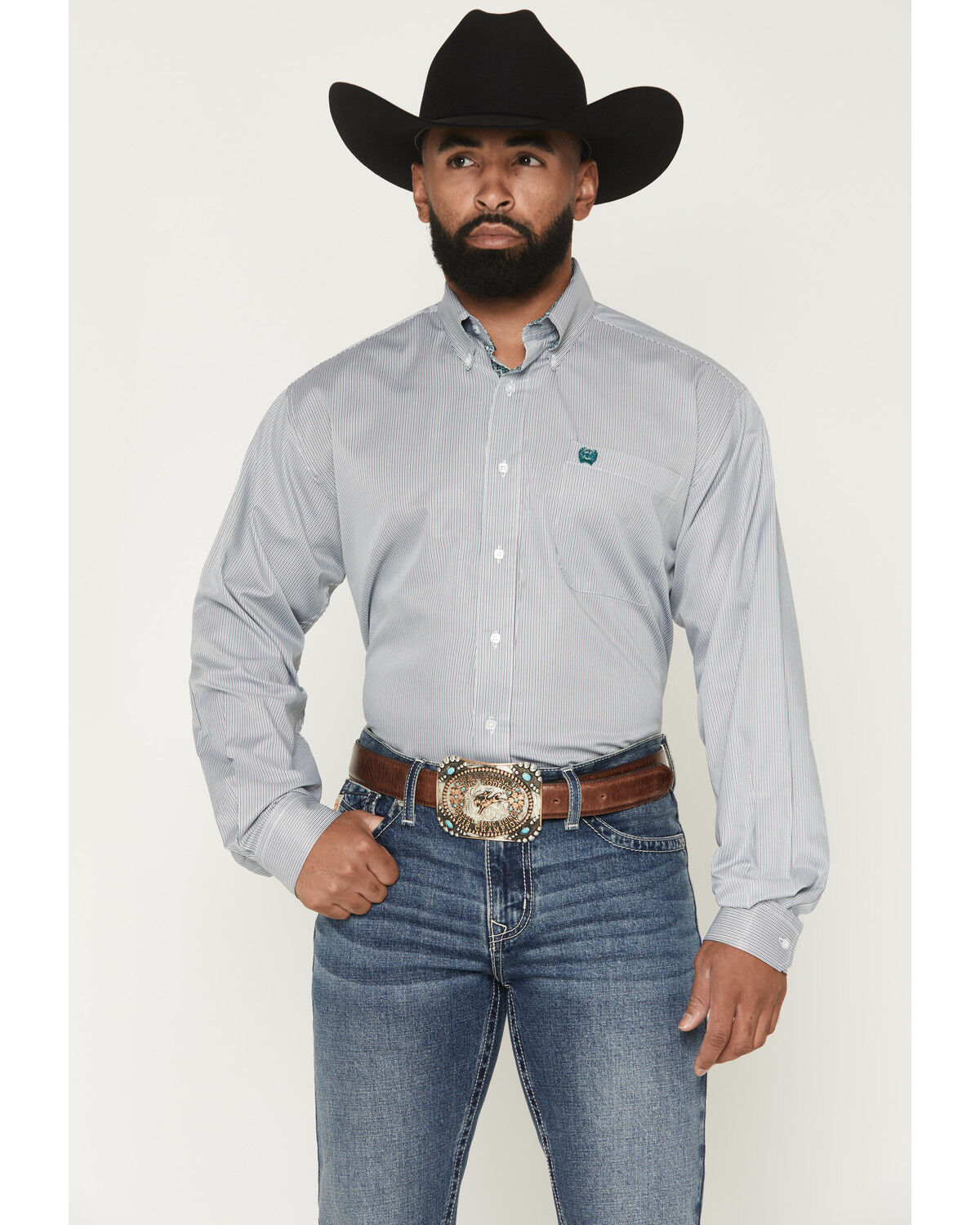 Cinch Men's Stripe Print Long Sleeve Button-Down Western Shirt, Multi, hi-res