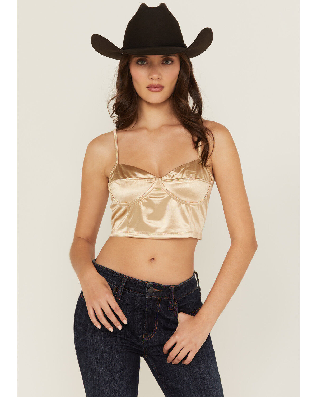 Image #1 - Free People Women's Casino Royal Brami Sleeveless Tank Top, Gold, hi-res