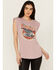 Image #1 - Blended Women's Freedom Rock Shoulder Pad Muscle Tee , Pink, hi-res