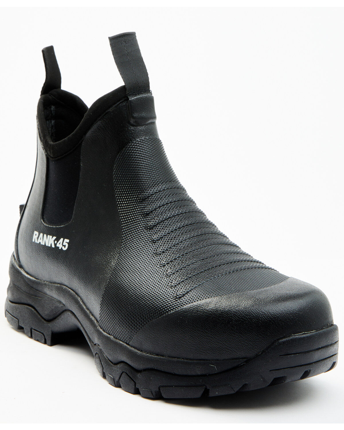 RANK 45&reg; Men's 6.5" Rubber Ankle Boots - Round Toe, Black, hi-res
