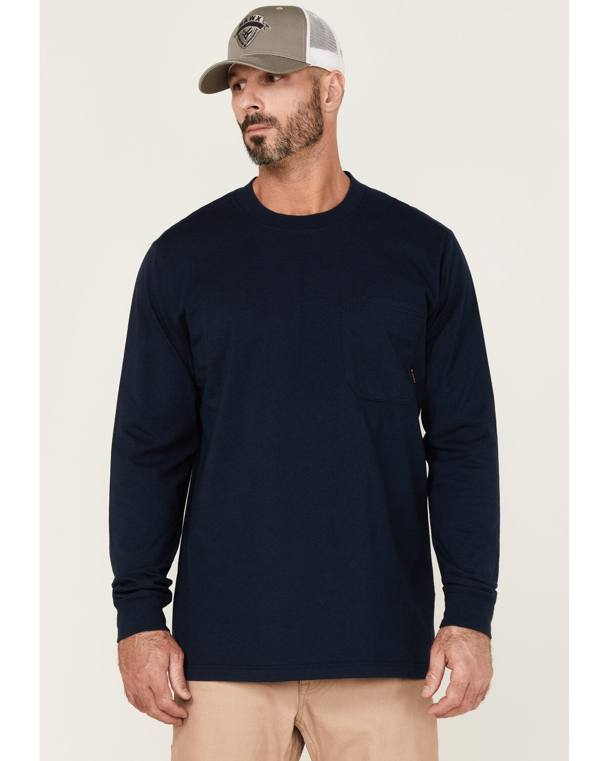 Image #1 - Hawx Men's Forge Long Sleeve Work Pocket T-Shirt - Tall, Navy, hi-res
