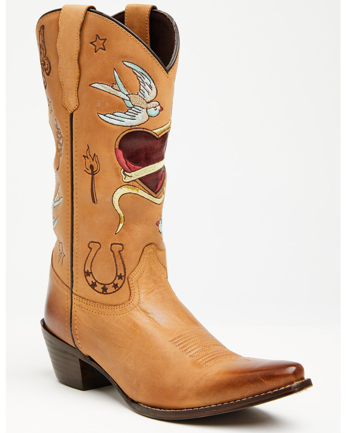 Idyllwind Women's Broken Heart Embroidered Western Boots - Snip Toe, Tan, hi-res