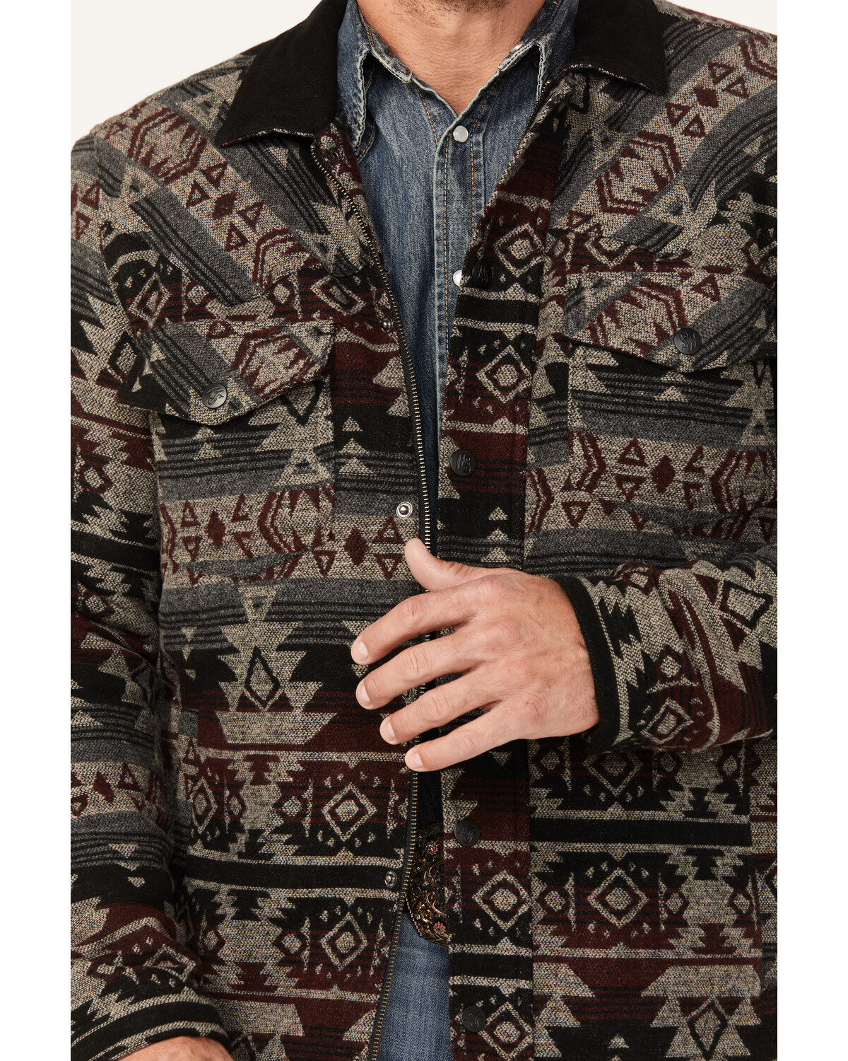 Image #3 - Moonshine Spirit&reg; Men's Southwestern Print Snap Jacket, Black, hi-res