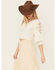 Image #2 - Shyanne Women's Embellished Tie Front Peasant Top , Cream, hi-res