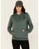 Image #1 - Carhartt Women's Relaxed Fit Midweight Logo Graphic Print Hoodie, Forest Green, hi-res