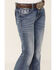 Image #2 - Miss Me Girls' Medium Wash Steer Head Pocket Bootcut Stretch Denim Jeans , Blue, hi-res