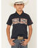 Image #1 - RANK 45&reg; Boys' Southwestern Border Short Sleeve Button-Down Polo Shirt, Navy, hi-res