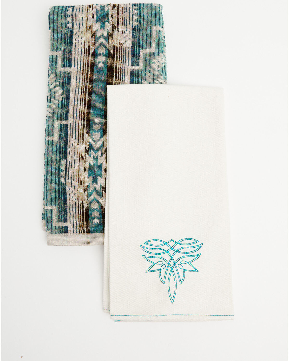 Image #1 - Boot Barn Western Kitchen Towel Set - 2 Pack, Teal, hi-res