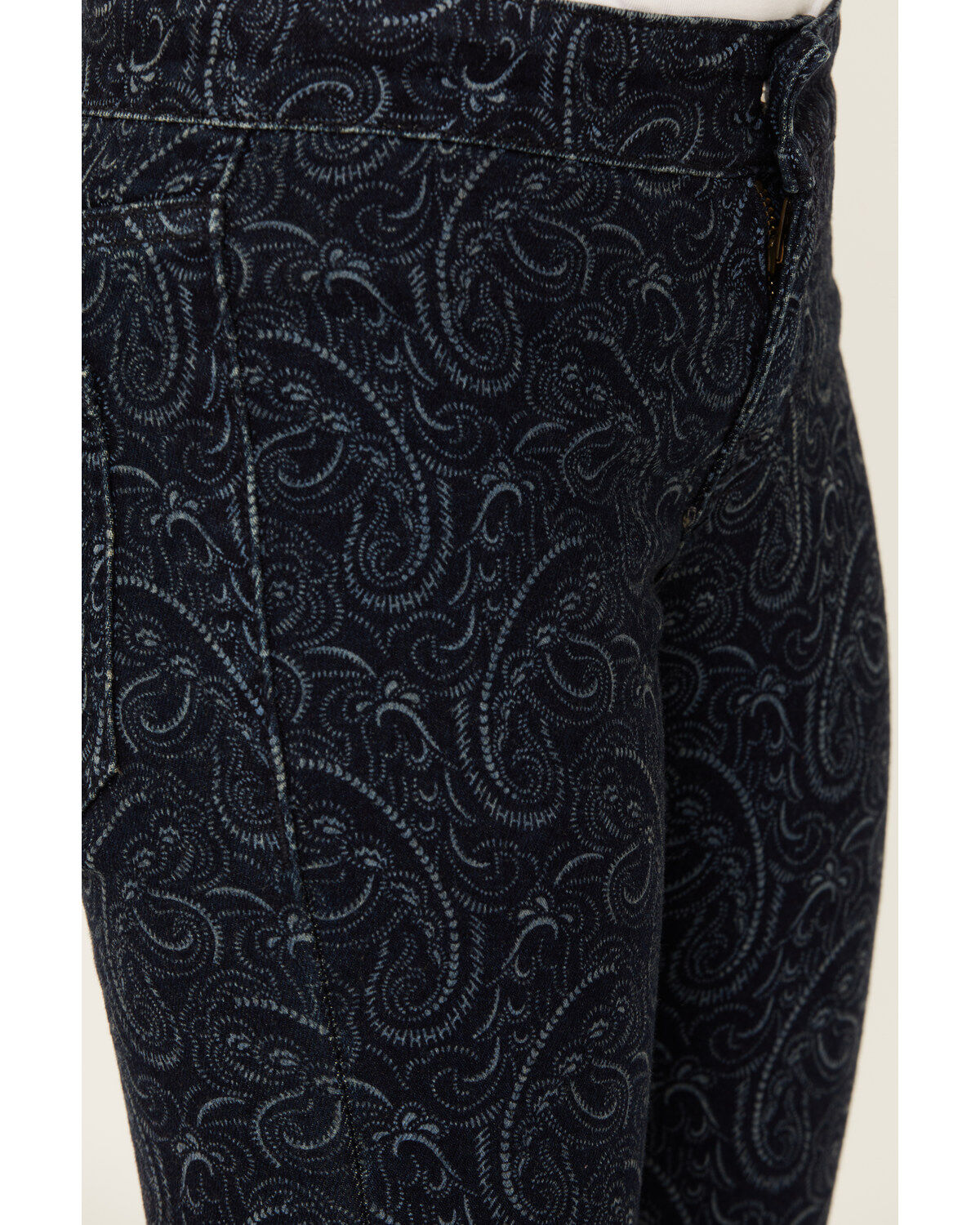 Image #2 - Rock & Roll Denim Girls' Dark Wash Paisley Print Button Stretch Flare Jeans, Blue, hi-res