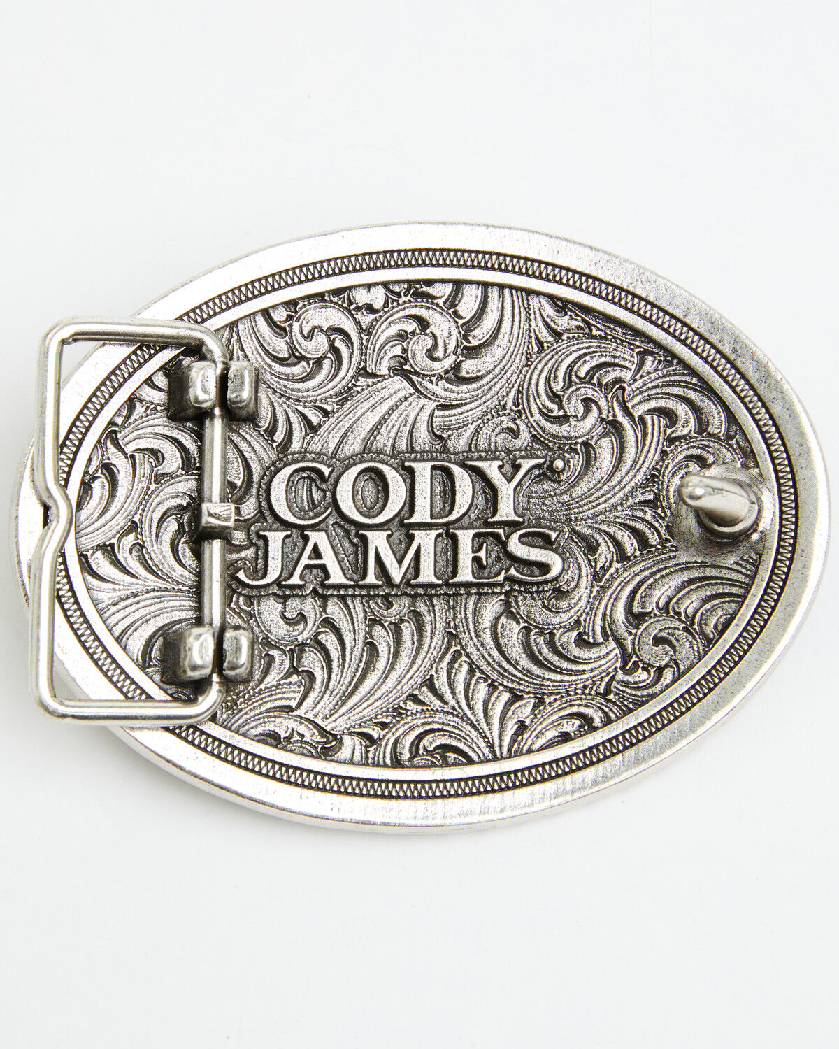 Image #2 - Cody James Men's Scroll Work Deer Belt Buckle, Silver, hi-res