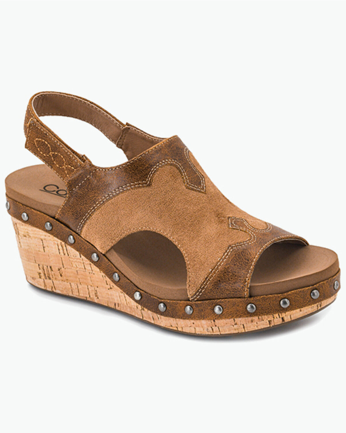 Image #1 - Corkys Women's Hey Stranger Wedge Sandals, Brown, hi-res