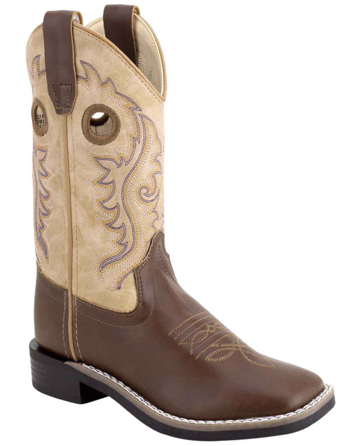 Image #1 - Old West Little Boys' Western Boots - Broad Square Toe, Ivory, hi-res