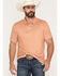 Image #1 - Burlebo Men's Texas Short Sleeve Button-Down Performance Polo Shirt, Orange, hi-res