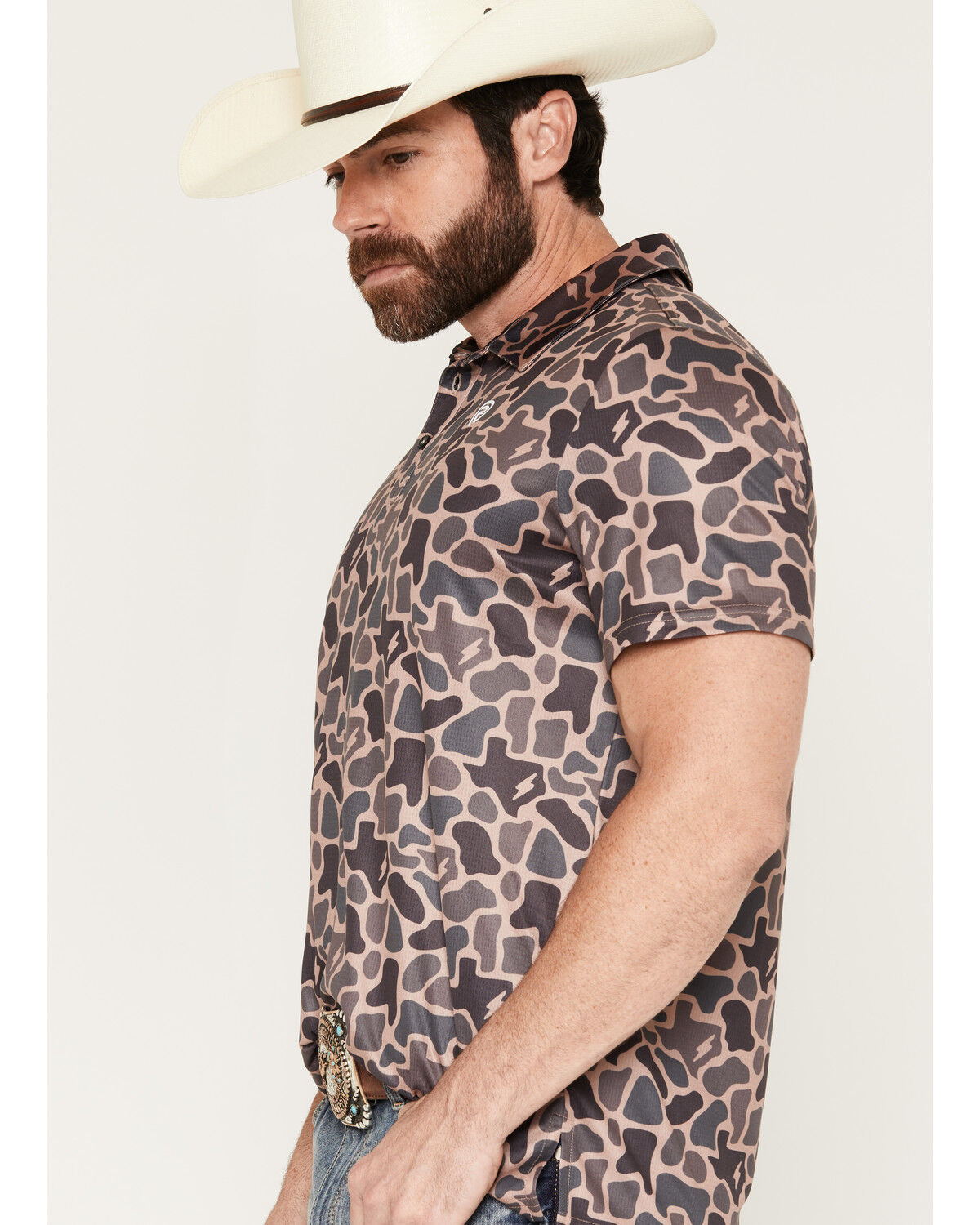 Image #2 - Rock & Roll Denim X Koe Wetzel Men's Camo Print Short Sleeve Button-Down Polo, Camouflage, hi-res